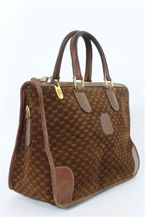 gucci bauletto vintage|Gucci Bag Bauletto Monogram Vintage Leather Suede Brown 70s.